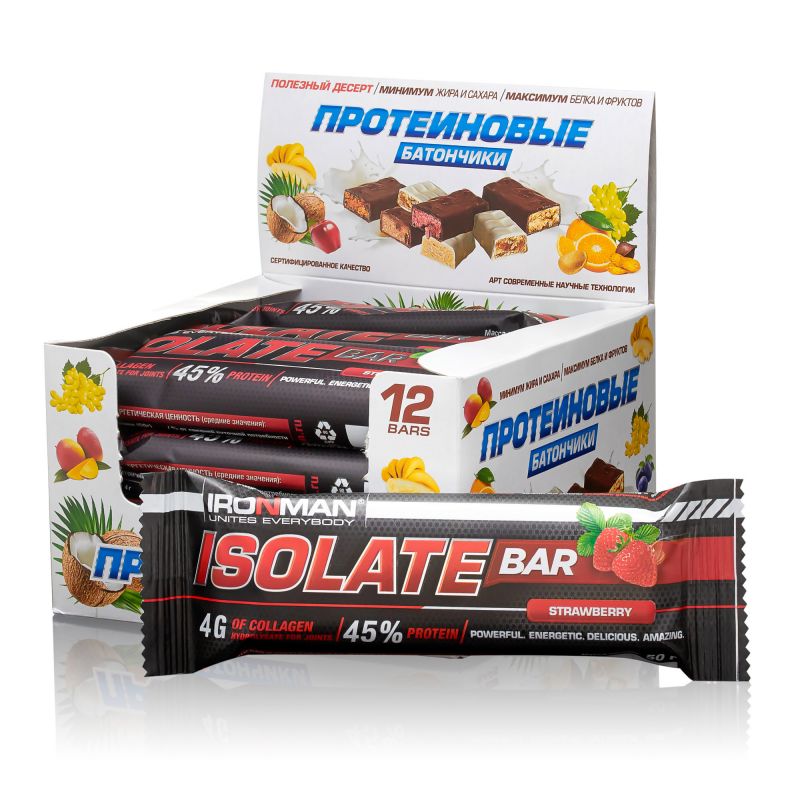 Isolate Bar, шоу-бокс 12x50г, клубника - 12 шт