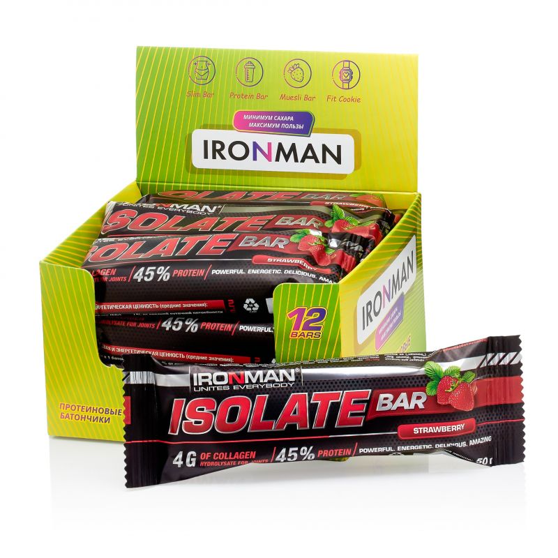 Isolate Bar, шоу-бокс 12x50г, клубника - 12 шт